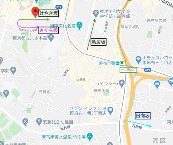 地図,欅坂46,けやき坂,日向坂,鳥居坂,さくら坂